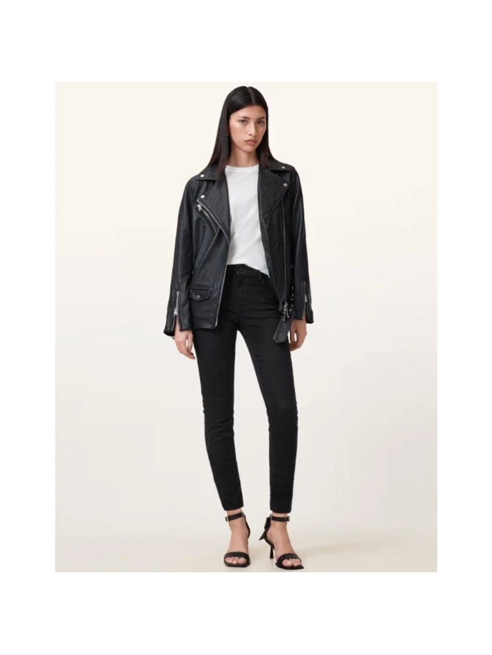 All Saints Miller Size Me Stretch Denim Jeans Mid Rise Skinny Black S NWT